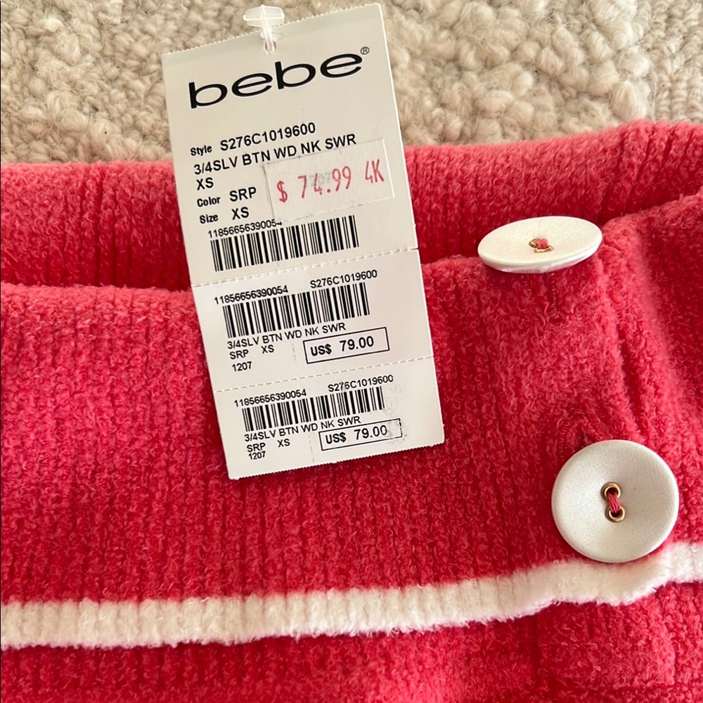Bebe Red Button-Detail Sweater - Picture 2 of 4